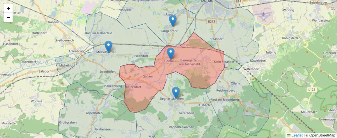 Karte des Postleitzahlen Bereichs  und der umliegenden Postleitzahlen in Deutschland