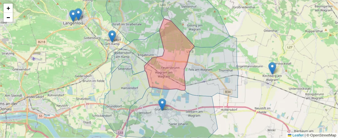 Karte des Postleitzahlen Bereichs  und der umliegenden Postleitzahlen in Deutschland