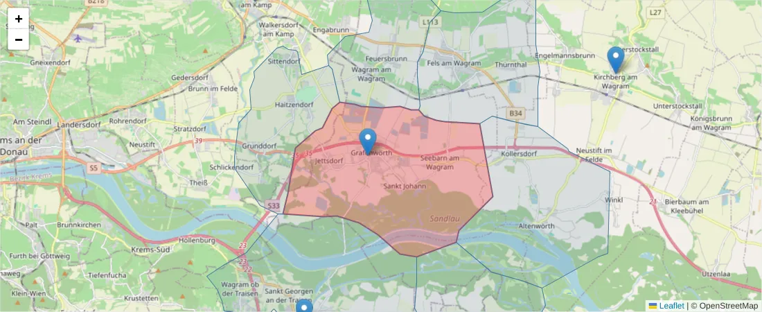 Karte des Postleitzahlen Bereichs  und der umliegenden Postleitzahlen in Deutschland