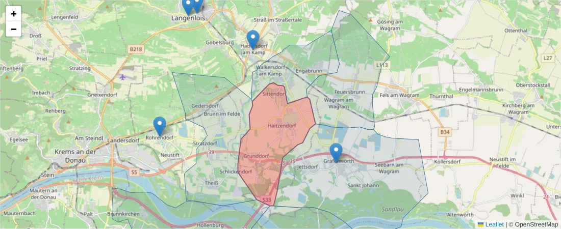Karte des Postleitzahlen Bereichs  und der umliegenden Postleitzahlen in Deutschland