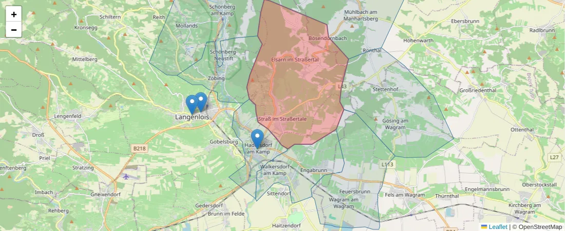 Karte des Postleitzahlen Bereichs  und der umliegenden Postleitzahlen in Deutschland