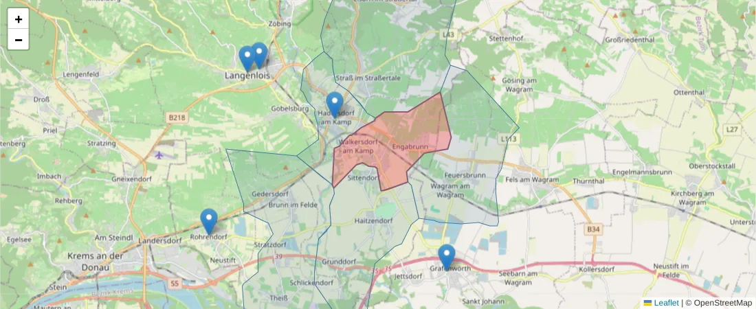 Karte des Postleitzahlen Bereichs  und der umliegenden Postleitzahlen in Deutschland