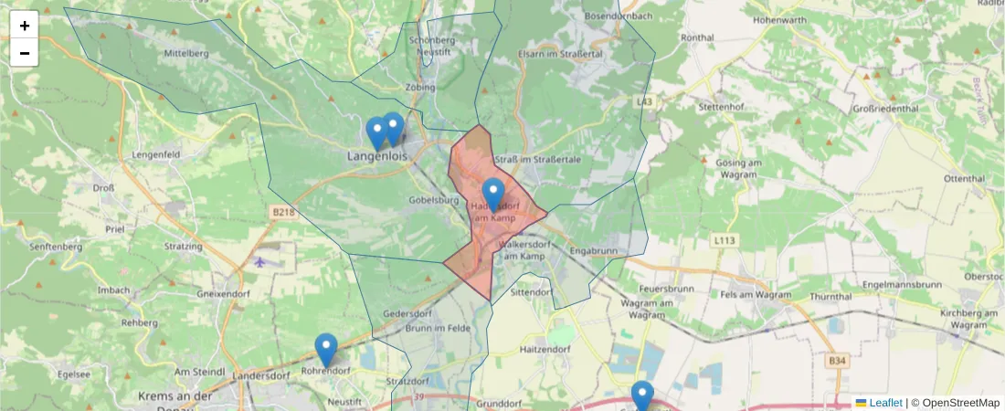 Karte des Postleitzahlen Bereichs  und der umliegenden Postleitzahlen in Deutschland