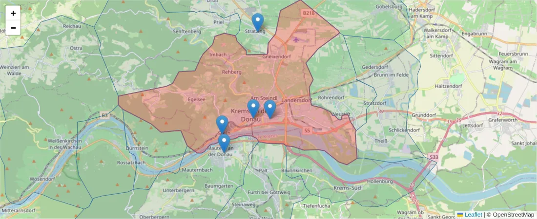 Karte des Postleitzahlen Bereichs  und der umliegenden Postleitzahlen in Deutschland