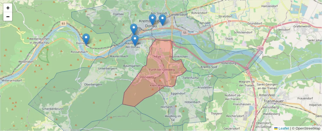 Karte des Postleitzahlen Bereichs  und der umliegenden Postleitzahlen in Deutschland