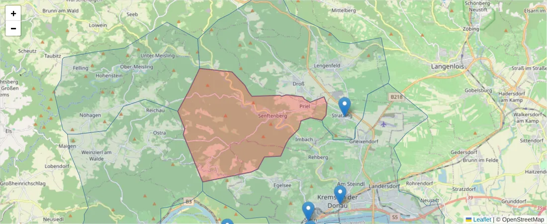 Karte des Postleitzahlen Bereichs  und der umliegenden Postleitzahlen in Deutschland