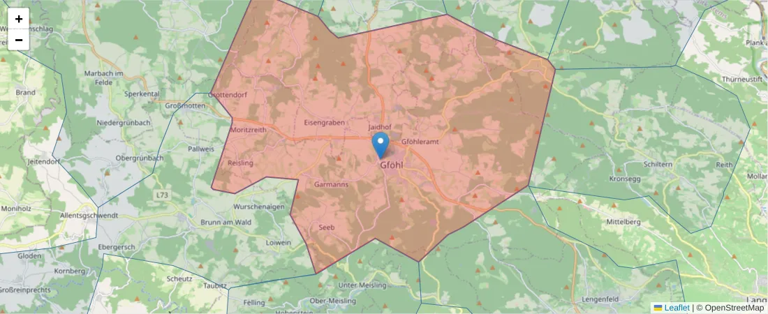 Karte des Postleitzahlen Bereichs  und der umliegenden Postleitzahlen in Deutschland