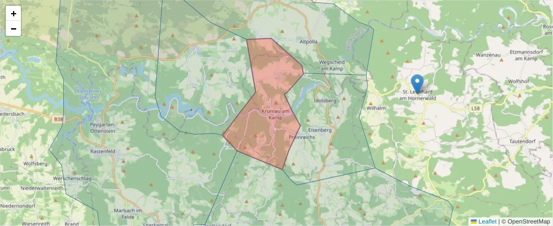 Karte des Postleitzahlen Bereichs  und der umliegenden Postleitzahlen in Deutschland