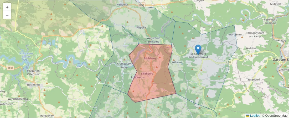 Karte des Postleitzahlen Bereichs  und der umliegenden Postleitzahlen in Deutschland