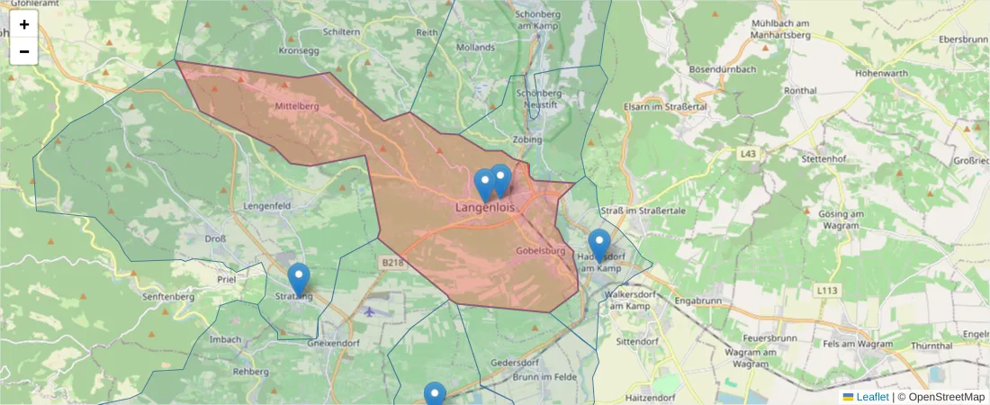 Karte des Postleitzahlen Bereichs  und der umliegenden Postleitzahlen in Deutschland