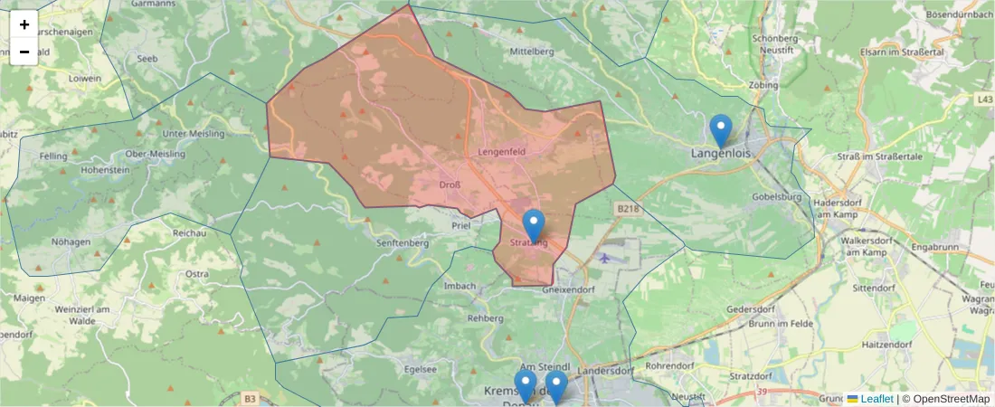 Karte des Postleitzahlen Bereichs  und der umliegenden Postleitzahlen in Deutschland