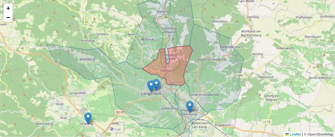 Karte des Postleitzahlen Bereichs  und der umliegenden Postleitzahlen in Deutschland