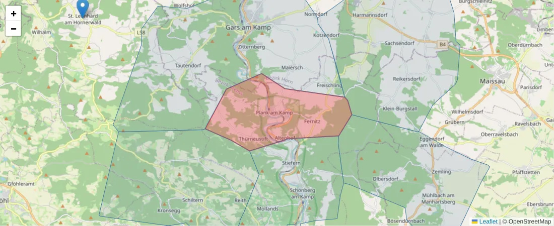 Karte des Postleitzahlen Bereichs  und der umliegenden Postleitzahlen in Deutschland