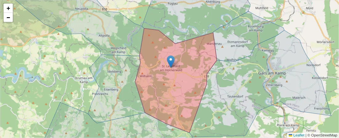 Karte des Postleitzahlen Bereichs  und der umliegenden Postleitzahlen in Deutschland