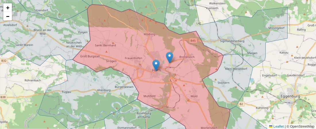 Karte des Postleitzahlen Bereichs  und der umliegenden Postleitzahlen in Deutschland