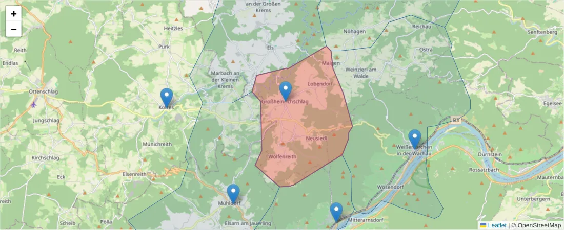 Karte des Postleitzahlen Bereichs  und der umliegenden Postleitzahlen in Deutschland