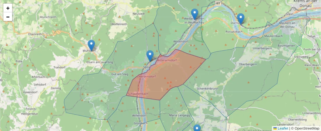 Karte des Postleitzahlen Bereichs  und der umliegenden Postleitzahlen in Deutschland