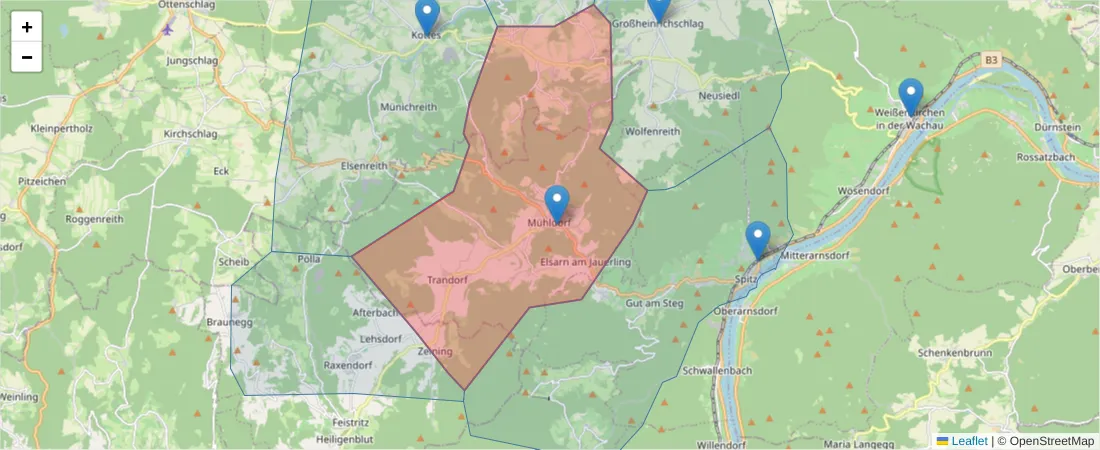 Karte des Postleitzahlen Bereichs  und der umliegenden Postleitzahlen in Deutschland