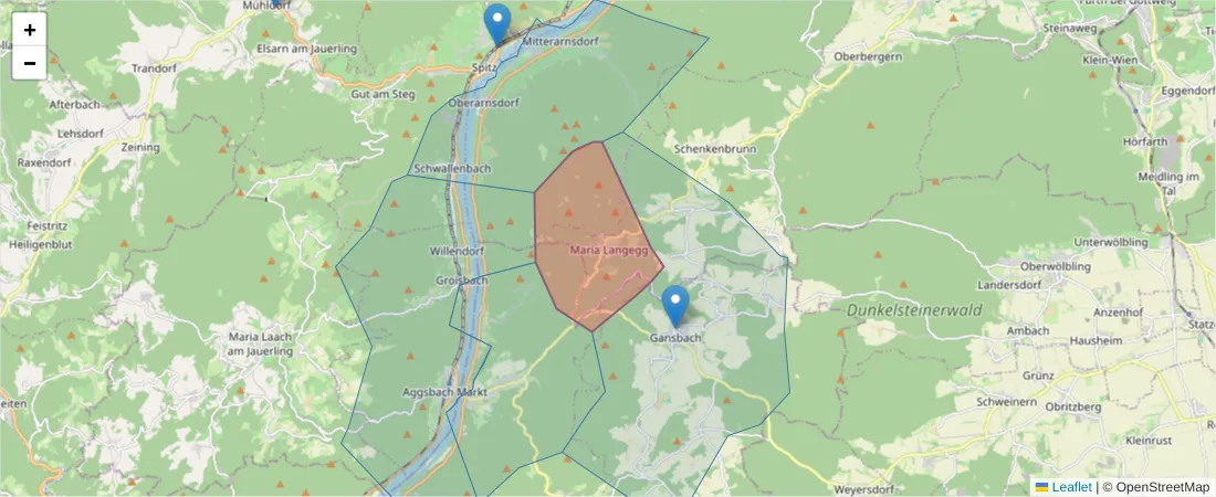 Karte des Postleitzahlen Bereichs  und der umliegenden Postleitzahlen in Deutschland