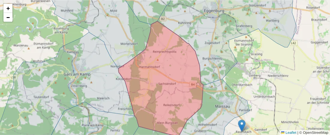 Karte des Postleitzahlen Bereichs  und der umliegenden Postleitzahlen in Deutschland