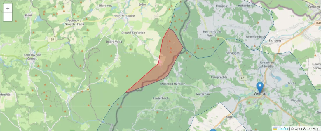 Karte des Postleitzahlen Bereichs  und der umliegenden Postleitzahlen in Deutschland