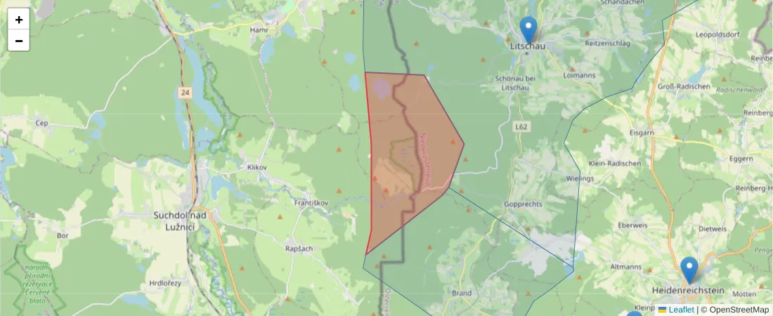 Karte des Postleitzahlen Bereichs  und der umliegenden Postleitzahlen in Deutschland