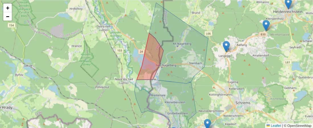 Karte des Postleitzahlen Bereichs  und der umliegenden Postleitzahlen in Deutschland