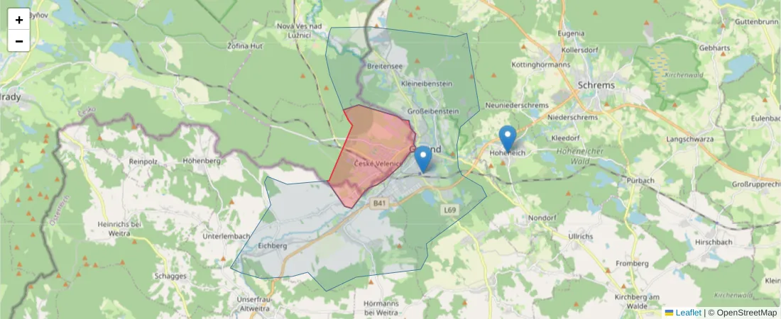 Karte des Postleitzahlen Bereichs  und der umliegenden Postleitzahlen in Deutschland