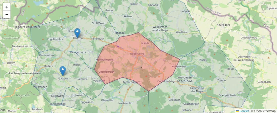 Karte des Postleitzahlen Bereichs  und der umliegenden Postleitzahlen in Deutschland