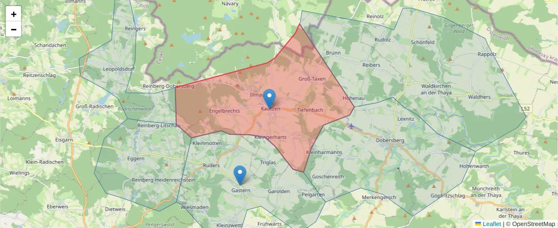 Karte des Postleitzahlen Bereichs  und der umliegenden Postleitzahlen in Deutschland