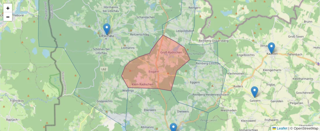 Karte des Postleitzahlen Bereichs  und der umliegenden Postleitzahlen in Deutschland