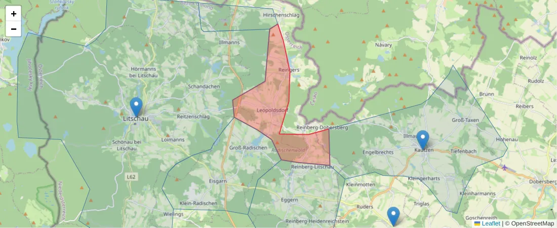 Karte des Postleitzahlen Bereichs  und der umliegenden Postleitzahlen in Deutschland