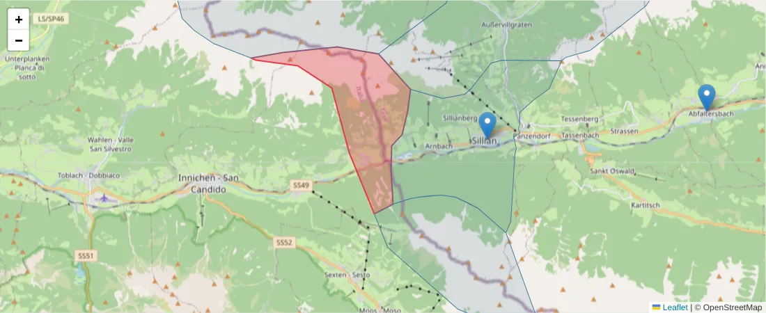 Karte des Postleitzahlen Bereichs  und der umliegenden Postleitzahlen in Deutschland