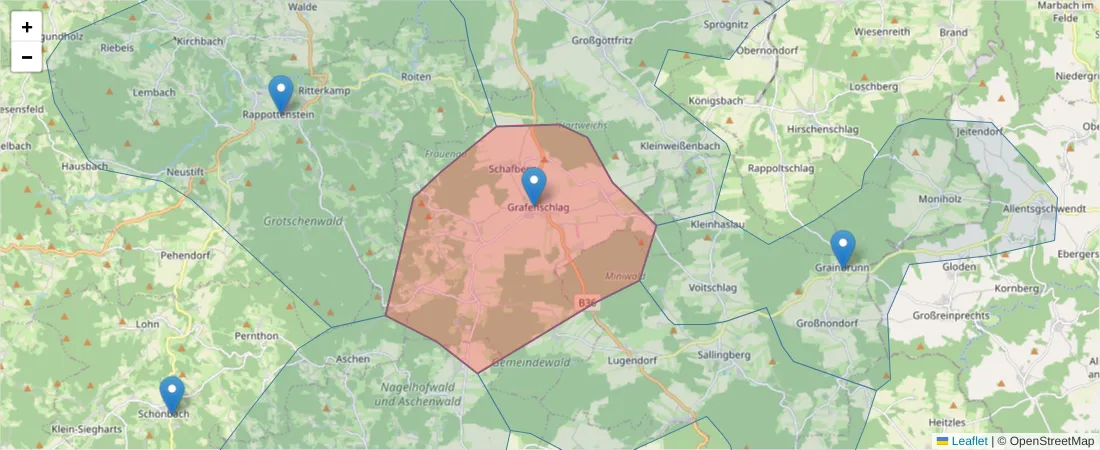 Karte des Postleitzahlen Bereichs  und der umliegenden Postleitzahlen in Deutschland