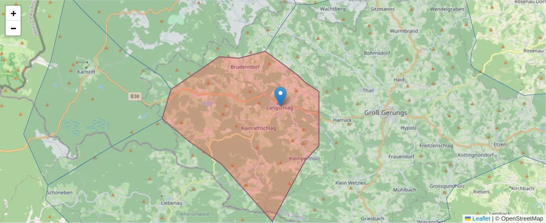 Karte des Postleitzahlen Bereichs  und der umliegenden Postleitzahlen in Deutschland