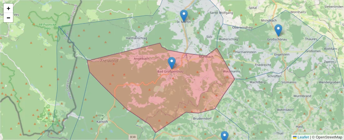 Karte des Postleitzahlen Bereichs  und der umliegenden Postleitzahlen in Deutschland
