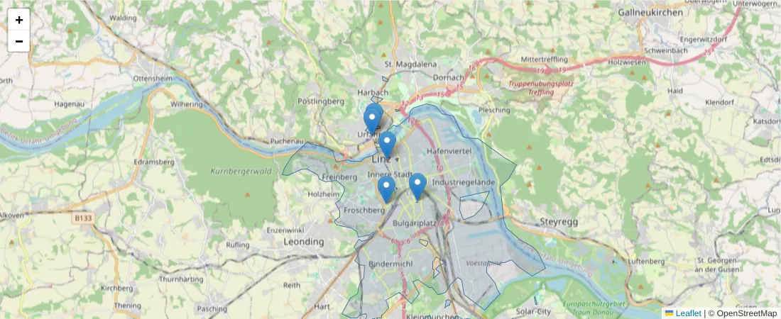 Karte des Postleitzahlen Bereichs  und der umliegenden Postleitzahlen in Deutschland
