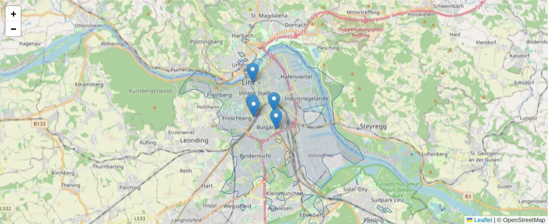 Karte des Postleitzahlen Bereichs  und der umliegenden Postleitzahlen in Deutschland