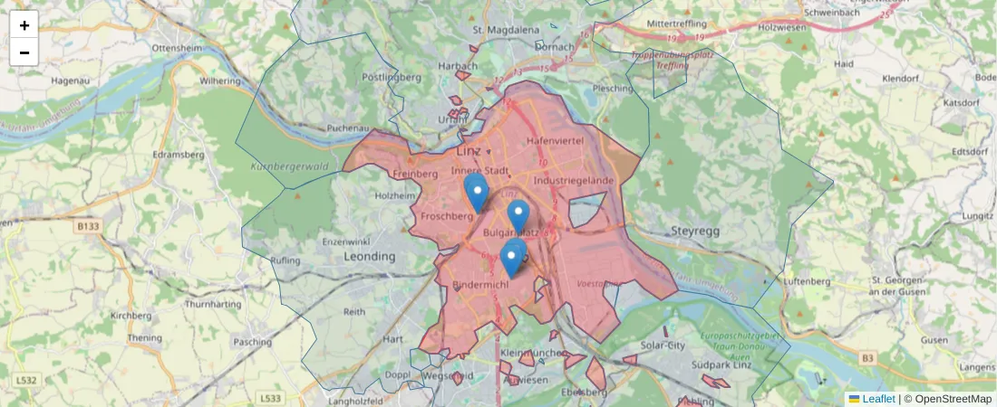 Karte des Postleitzahlen Bereichs  und der umliegenden Postleitzahlen in Deutschland