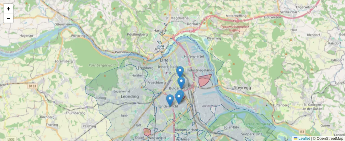 Karte des Postleitzahlen Bereichs  und der umliegenden Postleitzahlen in Deutschland