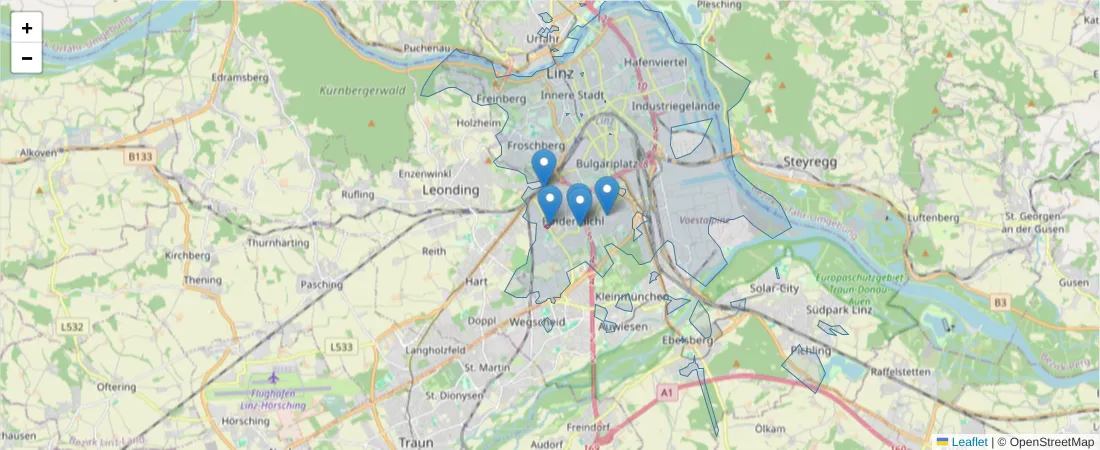 Karte des Postleitzahlen Bereichs  und der umliegenden Postleitzahlen in Deutschland