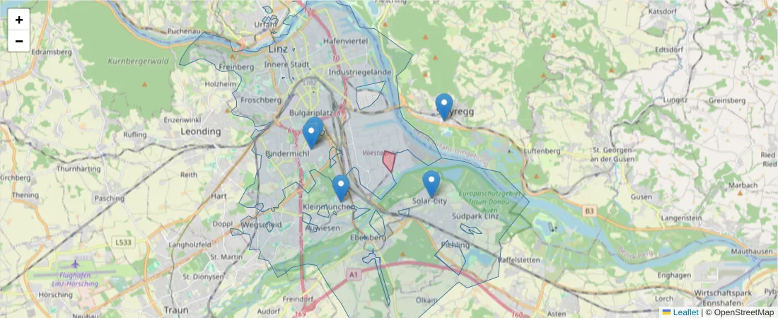 Karte des Postleitzahlen Bereichs  und der umliegenden Postleitzahlen in Deutschland