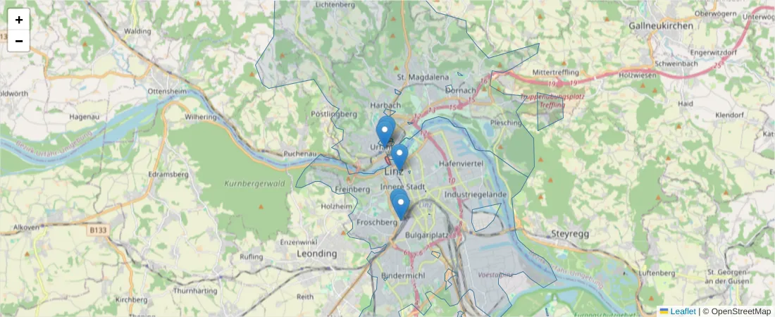 Karte des Postleitzahlen Bereichs  und der umliegenden Postleitzahlen in Deutschland