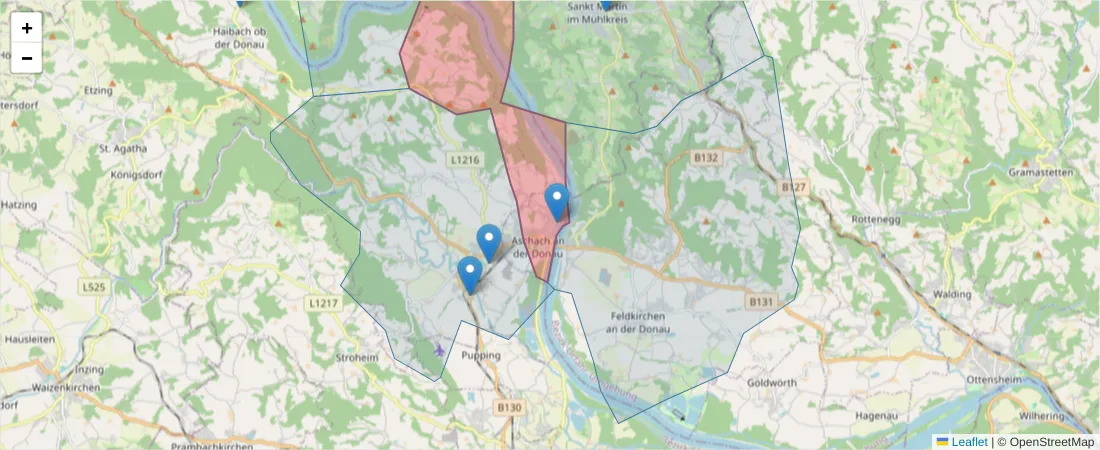 Karte des Postleitzahlen Bereichs  und der umliegenden Postleitzahlen in Deutschland