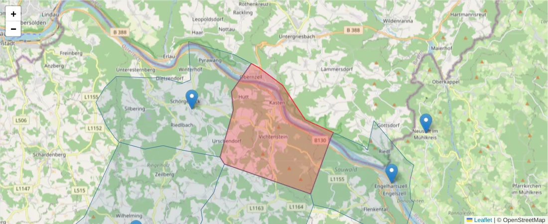 Karte des Postleitzahlen Bereichs  und der umliegenden Postleitzahlen in Deutschland