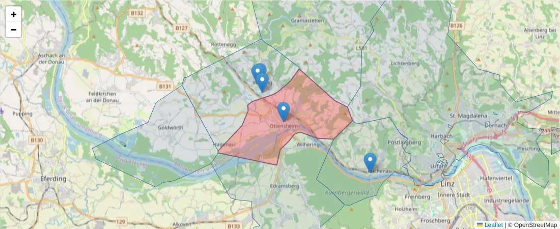 Karte des Postleitzahlen Bereichs  und der umliegenden Postleitzahlen in Deutschland