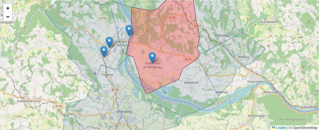 Karte des Postleitzahlen Bereichs  und der umliegenden Postleitzahlen in Deutschland