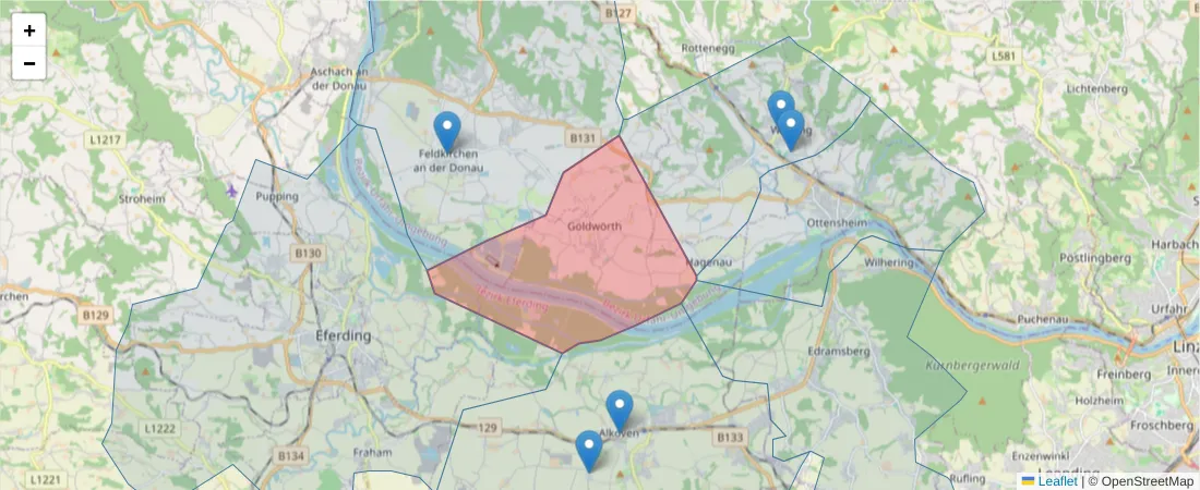 Karte des Postleitzahlen Bereichs  und der umliegenden Postleitzahlen in Deutschland