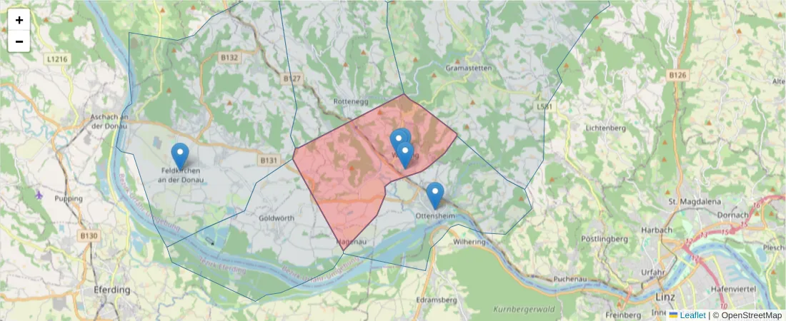 Karte des Postleitzahlen Bereichs  und der umliegenden Postleitzahlen in Deutschland