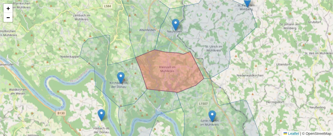 Karte des Postleitzahlen Bereichs  und der umliegenden Postleitzahlen in Deutschland